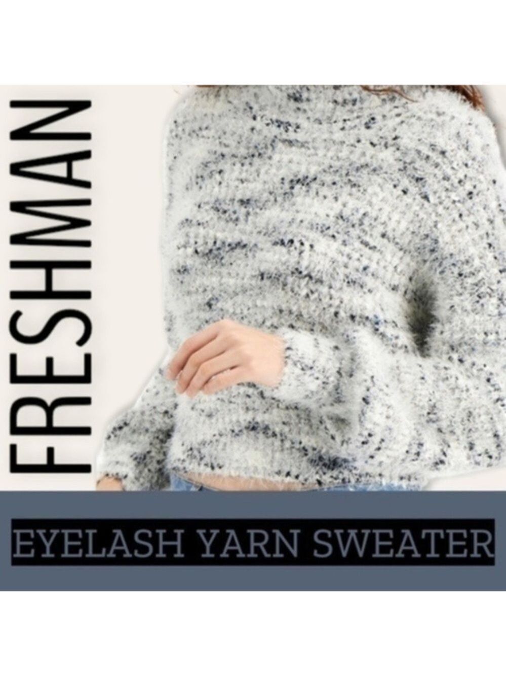 FRESHMAN Eyelash Yarn Mock Neck Relaxed Lightweight Sweater NWT/Lg Jr.’s